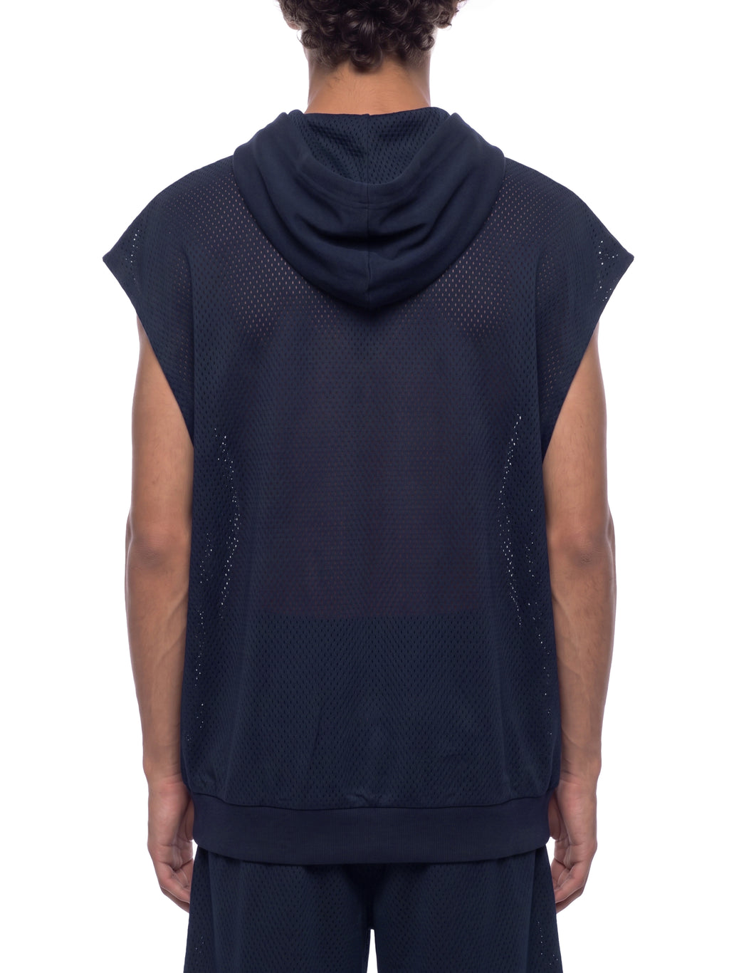 Unisex Artificial Athletics Mesh Sleeveless Hoodie