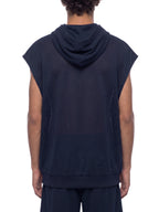 Unisex Artificial Athletics Mesh Sleeveless Hoodie