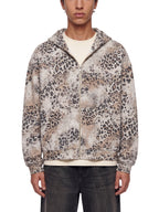 Unisex Vintage Wash Leopard Full Zip Hoodie