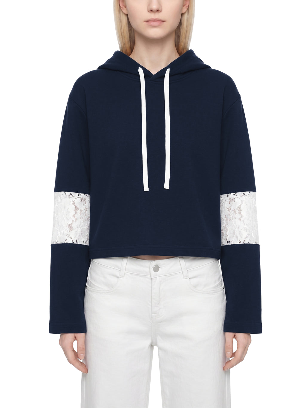 Women’s Cropped time Vines & Lace-Panel Hoodie