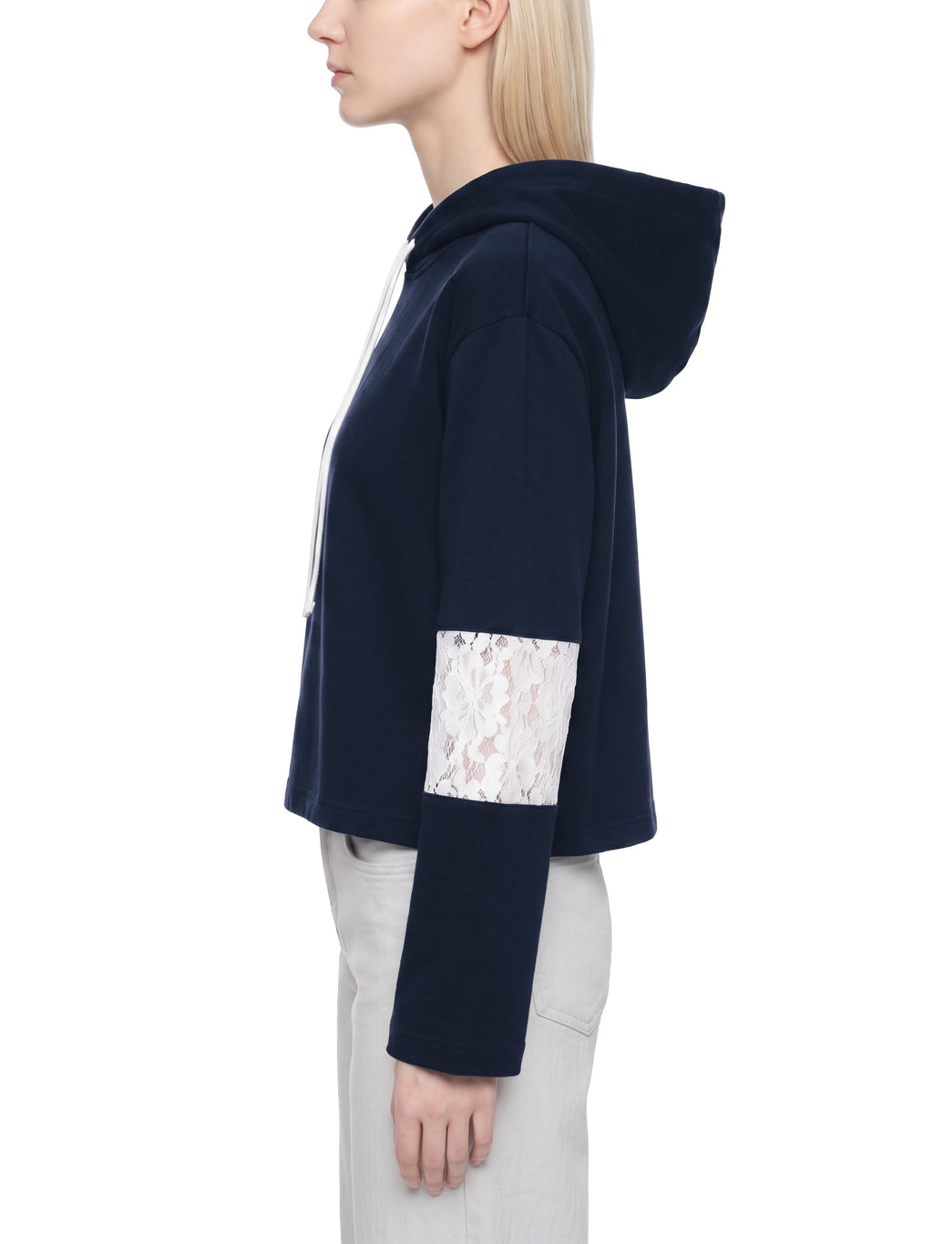 Women’s Cropped time Vines & Lace-Panel Hoodie