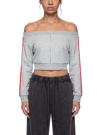 Women's Off-Shoulder Full Zip Hoodie