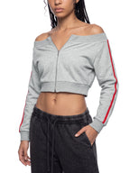 Women's Off-Shoulder Full Zip Hoodie