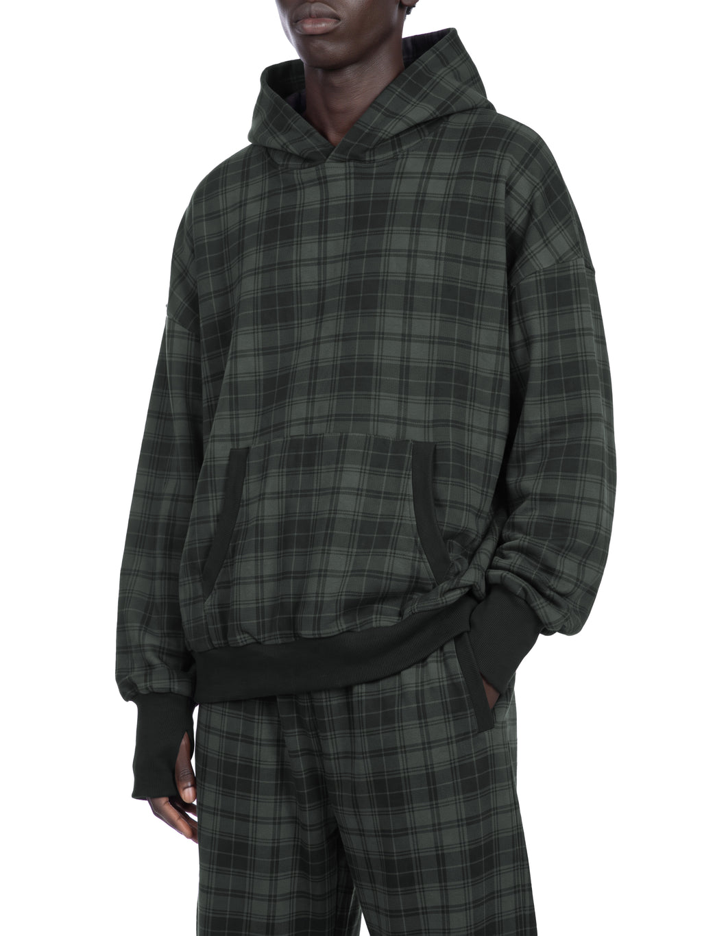 Unisex Plaid Color Block Hoodie