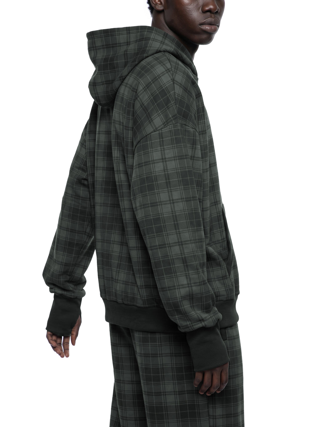 Unisex Plaid Color Block Hoodie