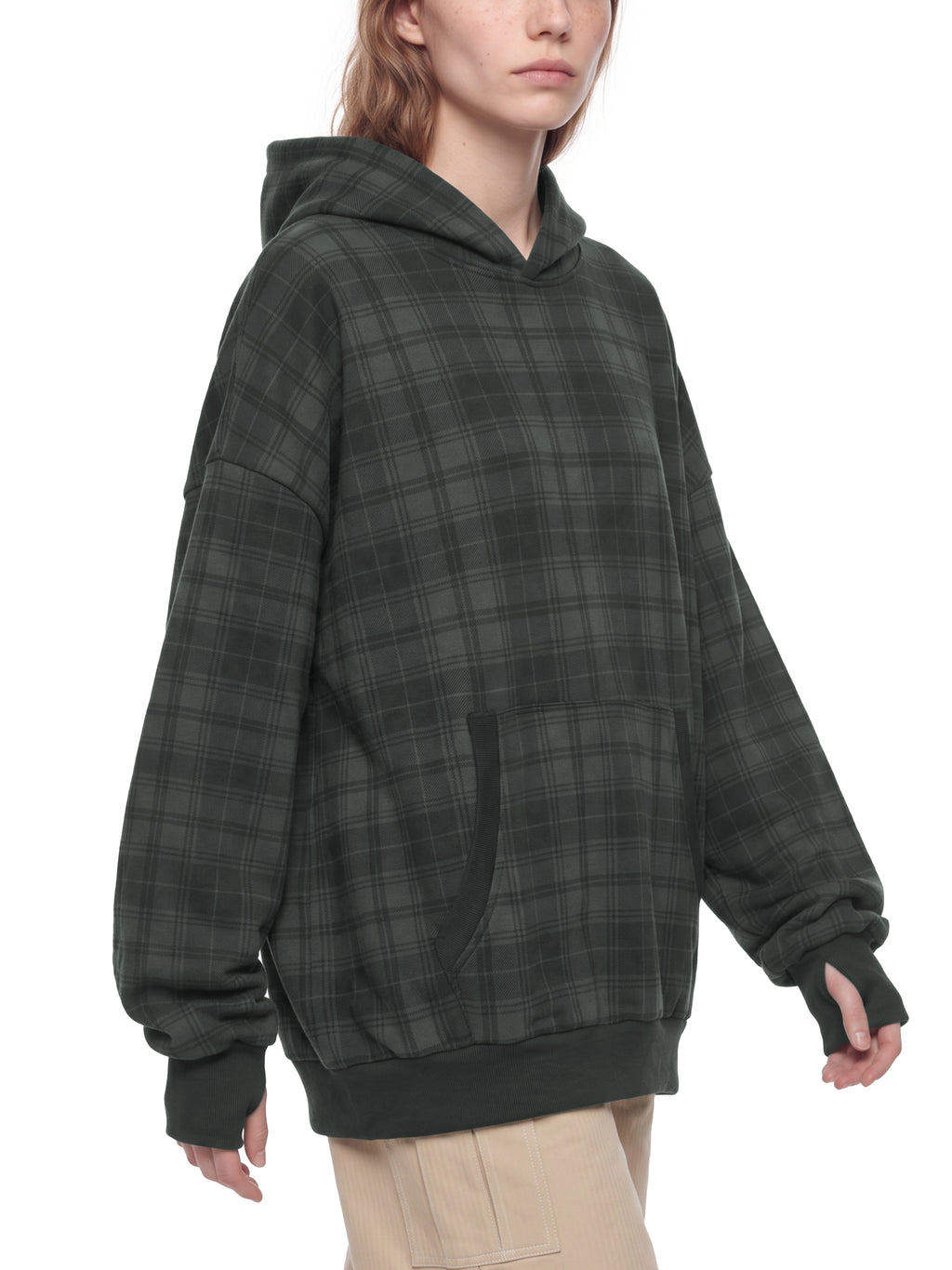 Unisex Plaid Color Block Hoodie