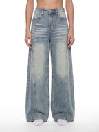 Women’s Vintage Wash Digital Wide Leg Denim Jeans