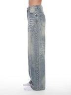 Women’s Vintage Wash Digital Wide Leg Denim Jeans