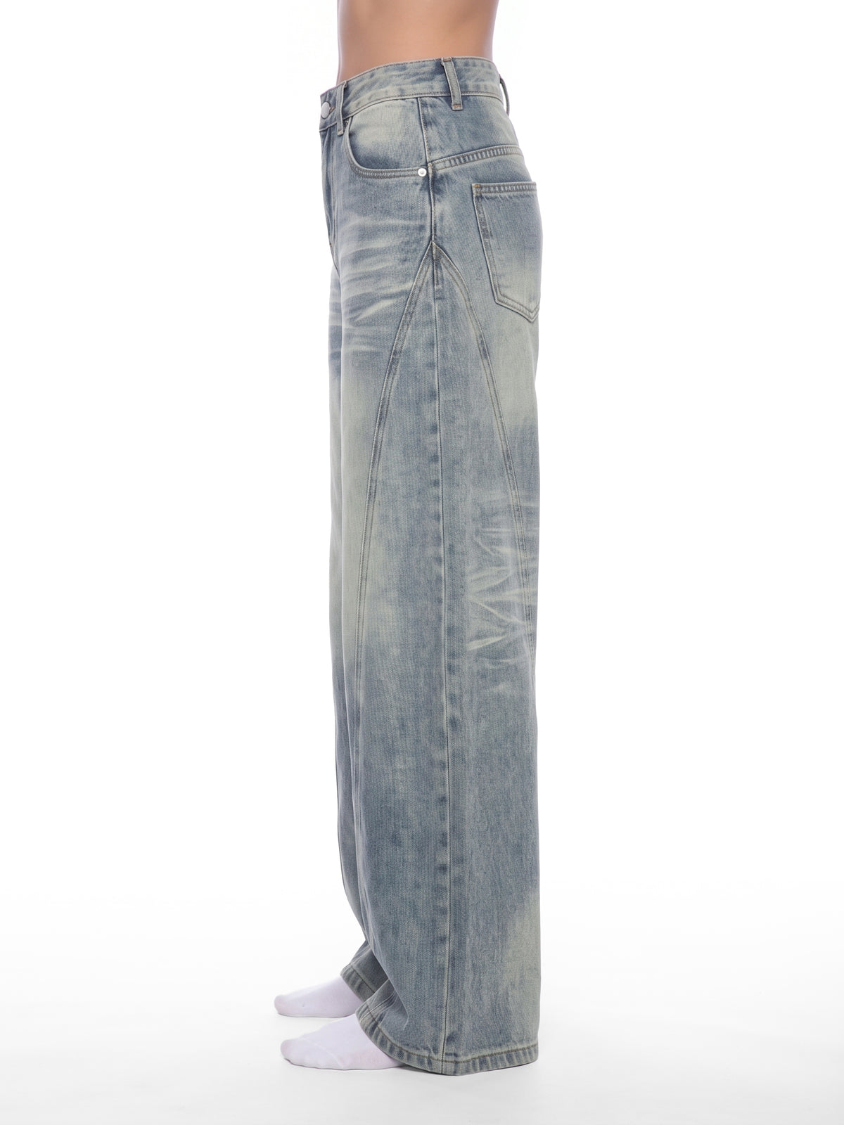 Women’s Vintage Wash Digital Wide Leg Denim Jeans
