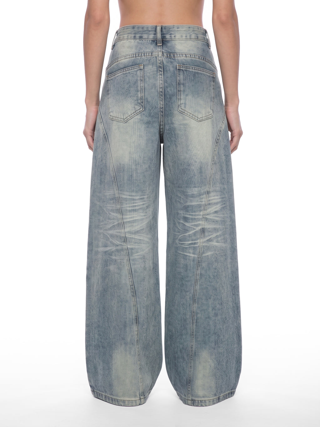 Women’s Vintage Wash Digital Wide Leg Denim Jeans