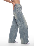Women’s Vintage Wash Digital Wide Leg Denim Jeans