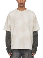 Unisex Vintage Wash Leopard Sleeved T