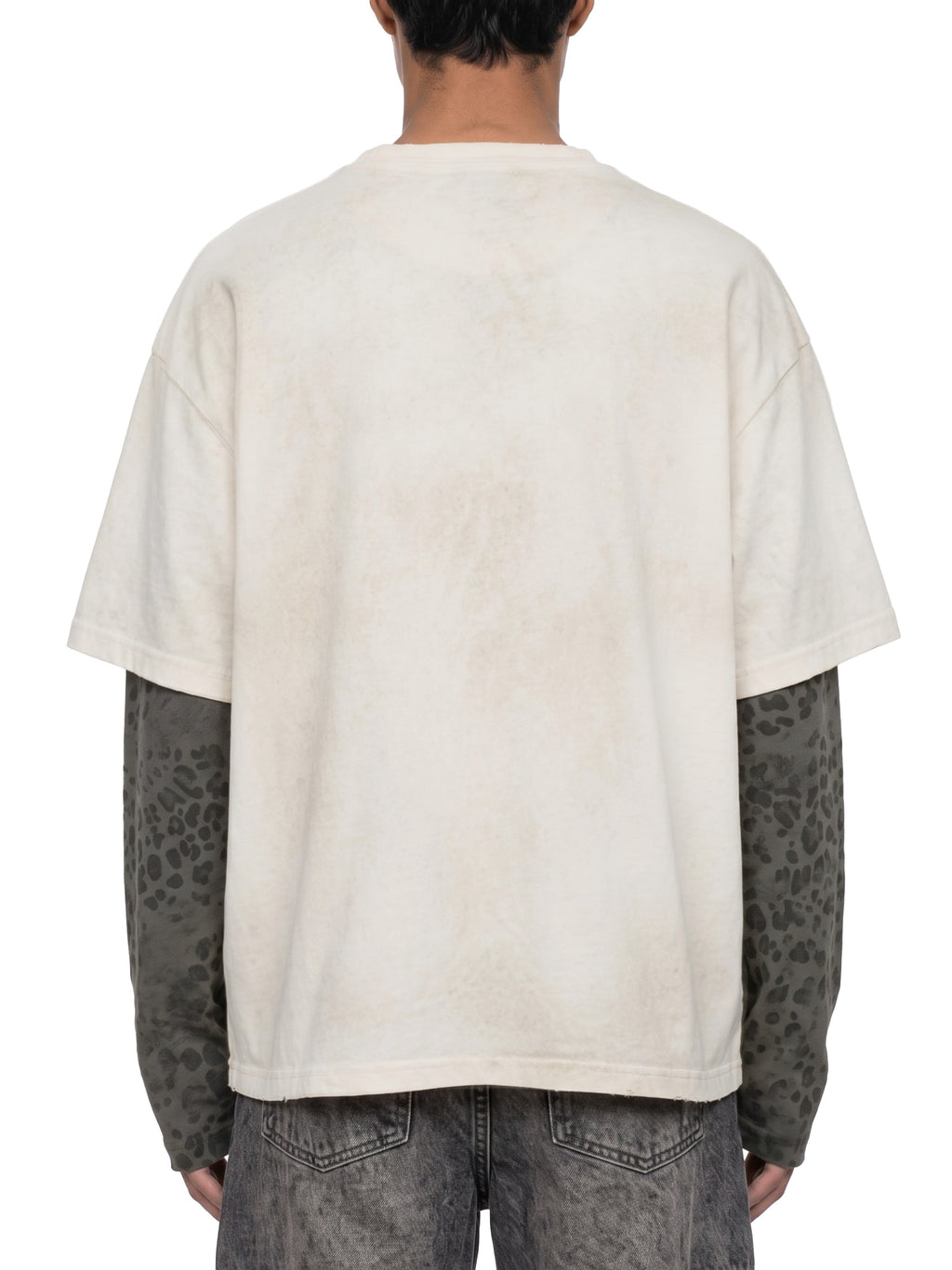 Unisex Vintage Wash Leopard Sleeved T