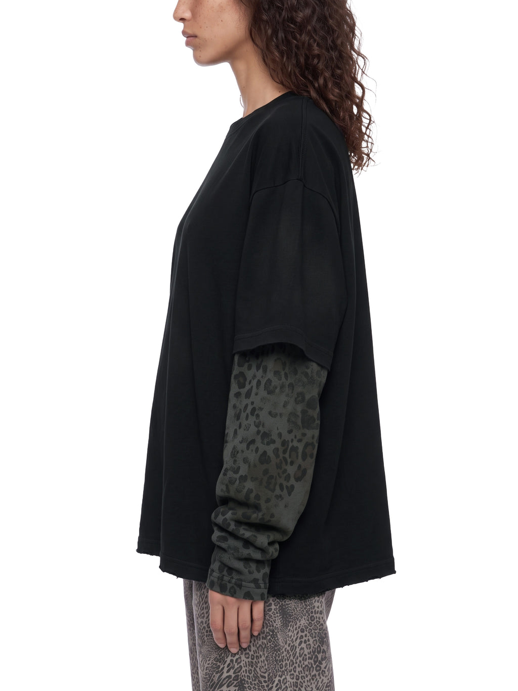 Unisex Vintage Wash Leopard Sleeved T