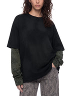 Unisex Vintage Wash Leopard Sleeved T
