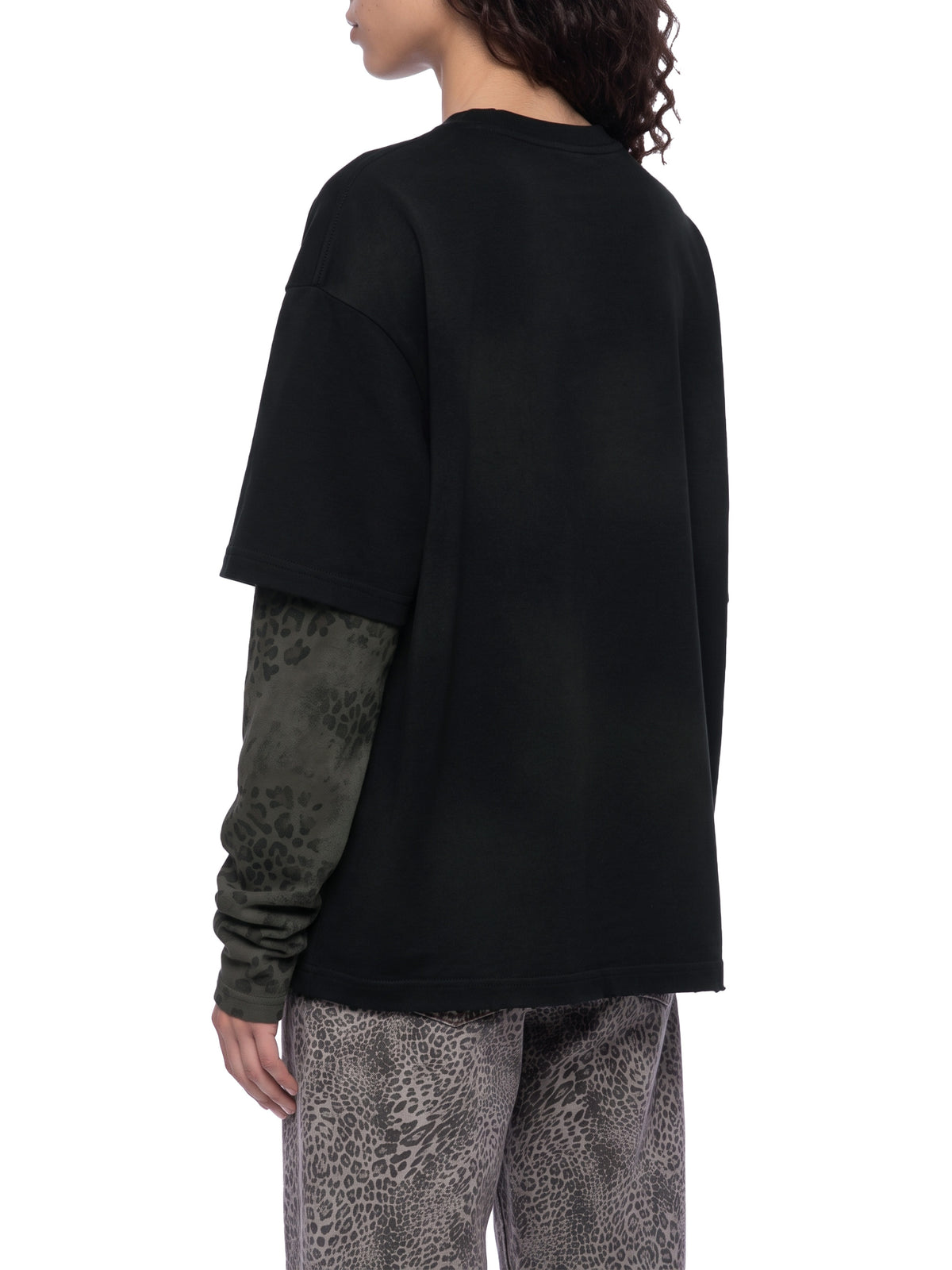 Unisex Vintage Wash Leopard Sleeved T