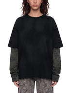 Unisex Vintage Wash Leopard Sleeved T