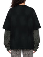 Unisex Vintage Wash Leopard Sleeved T