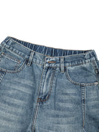 Unisex Vintage Wash Barrel Leg Digital Denim