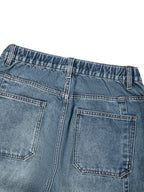 Unisex Vintage Wash Barrel Leg Digital Denim