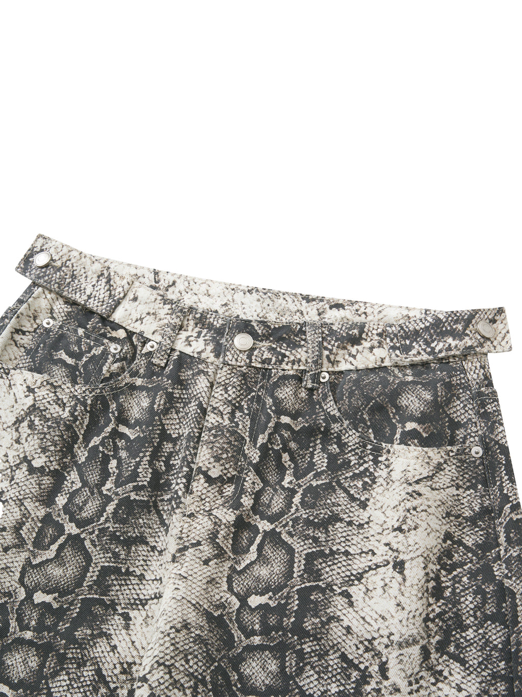 Men's Snake Print & Splatter Barrel Leg Pants