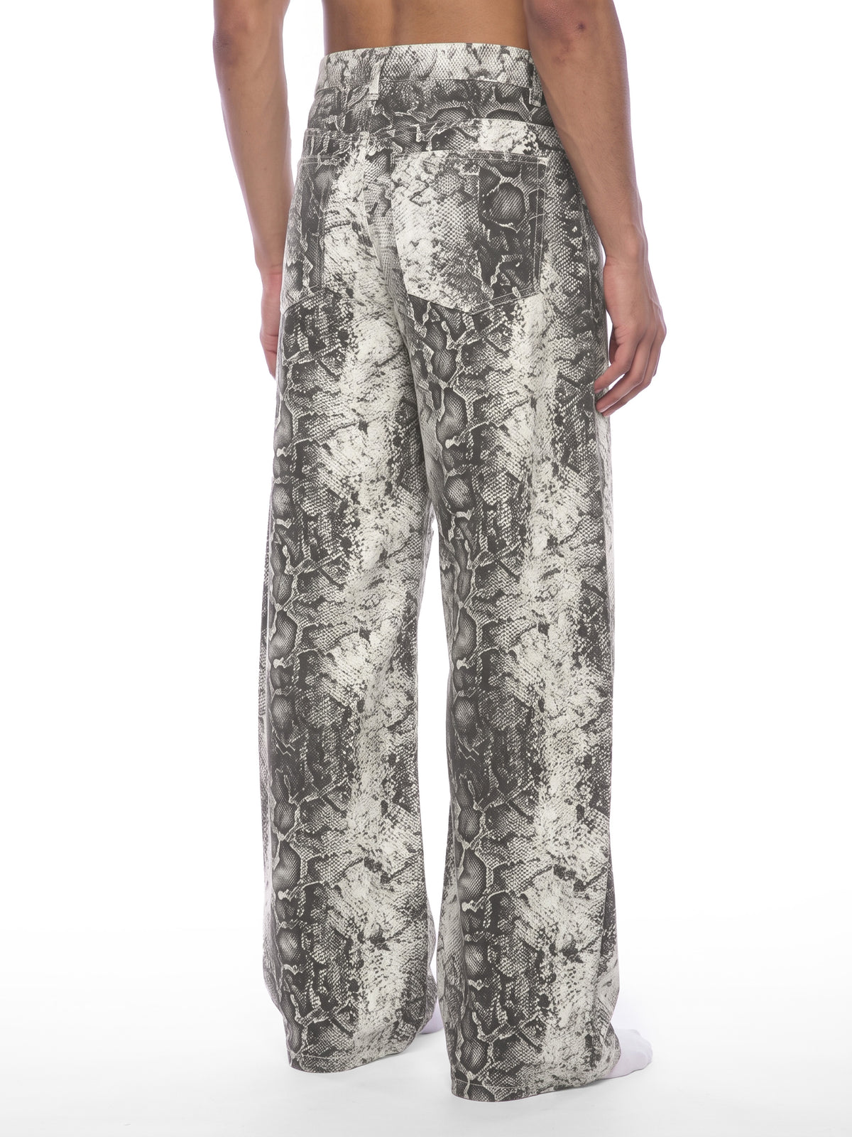 Men's Snake Print & Splatter Barrel Leg Pants