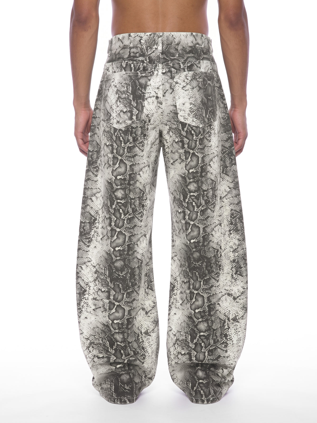 Men's Snake Print & Splatter Barrel Leg Pants
