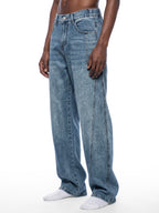 Unisex Vintage Wash Barrel Leg Digital Denim