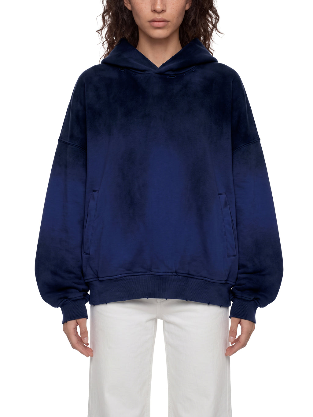 Unisex Artificially Embroidered Sunfade Distressed Hoodie