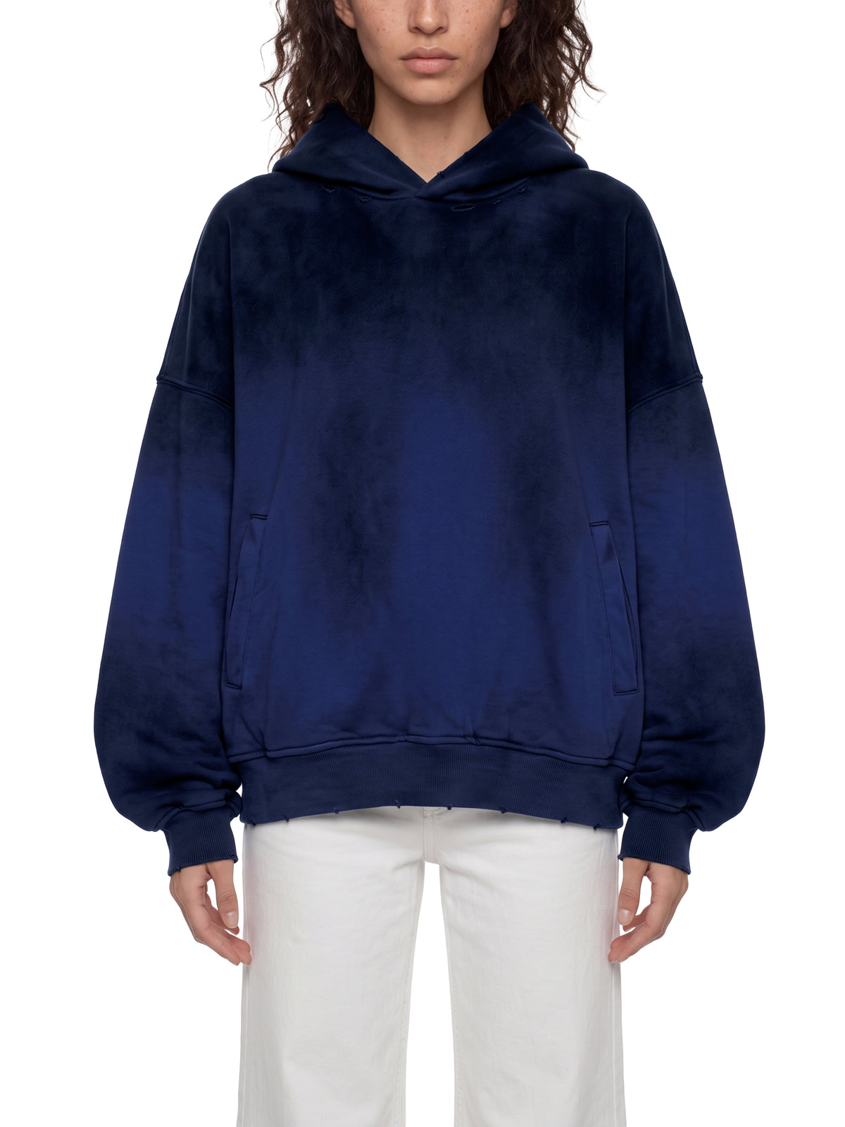 Unisex Artificially Embroidered Sunfade Distressed Hoodie