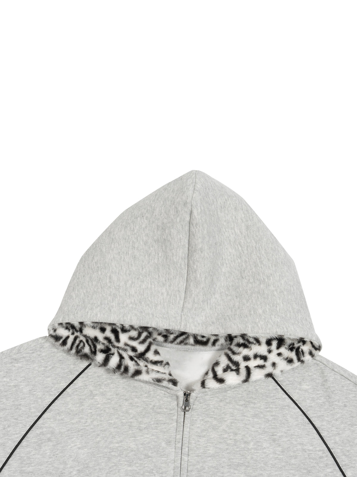 Unisex Boxy Fleece Piping Full Zip Hoodie
