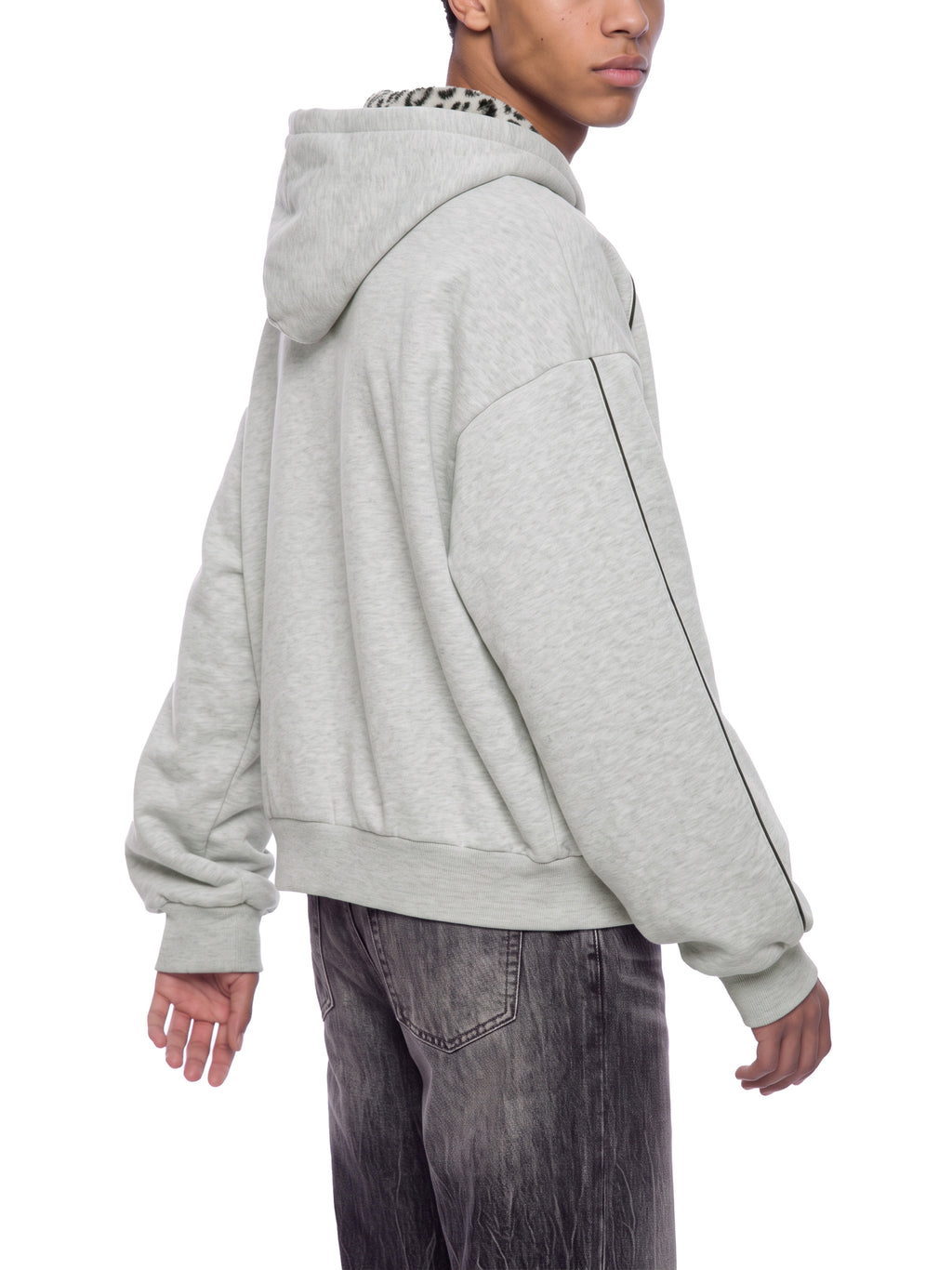 Unisex Boxy Fleece Piping Full Zip Hoodie