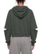 Women's Vintage Wash Detachable Sleeves Hoodie