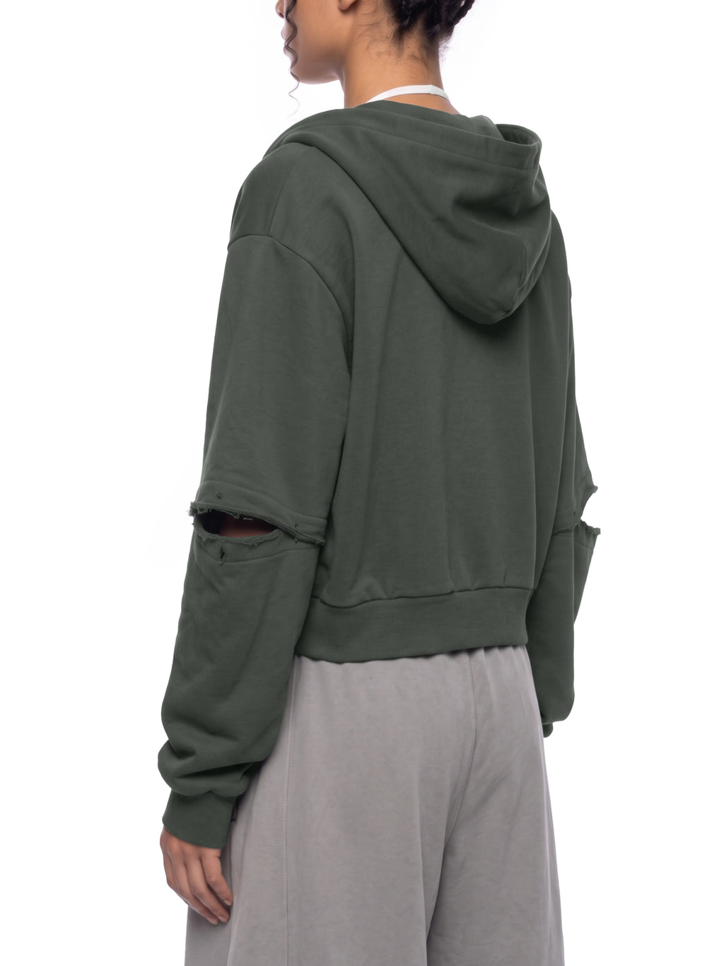 Women's Vintage Wash Detachable Sleeves Hoodie