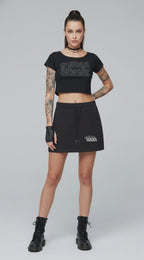 Off-Shoulder Rolled Hem Cotton T-Shirt