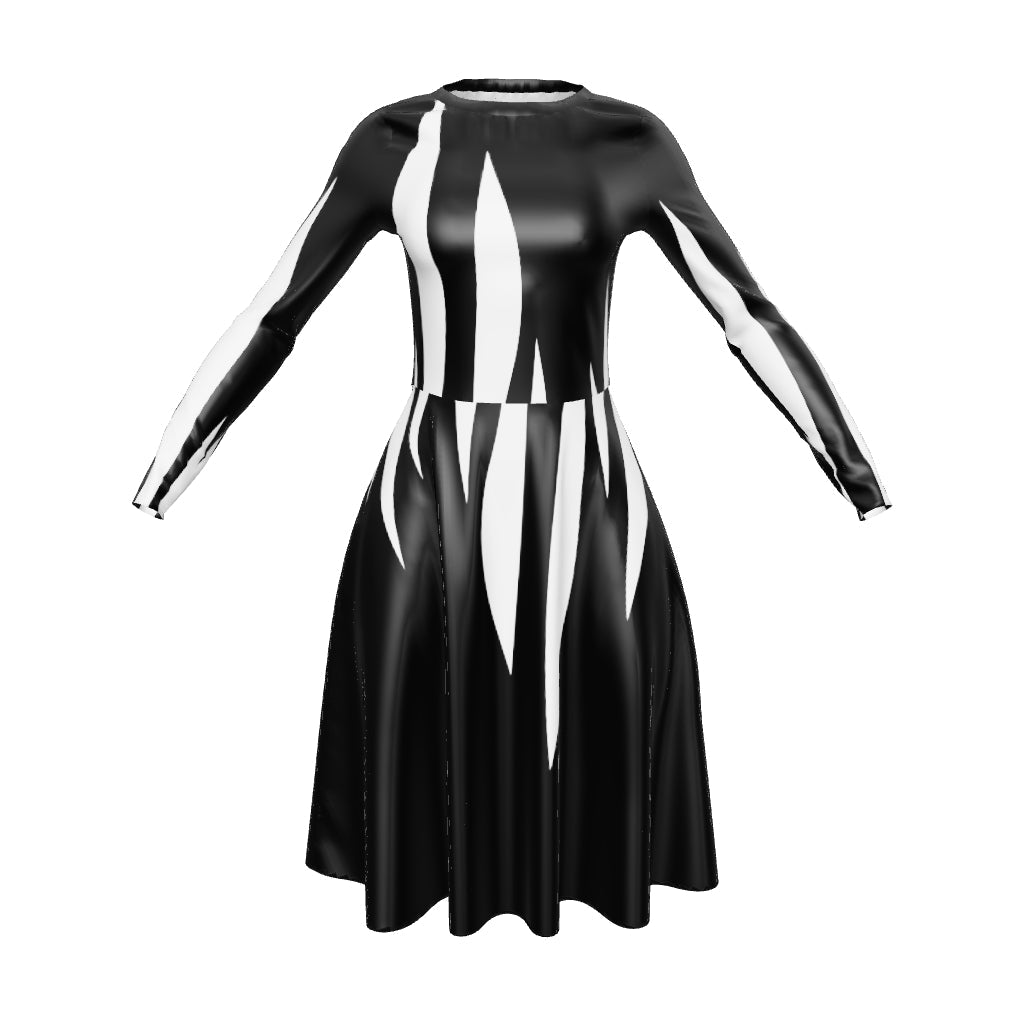 All-over print long sleeve midi dress