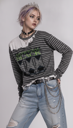 Unisex Striped Panel Sands Of Time Boxy Long Sleeve T