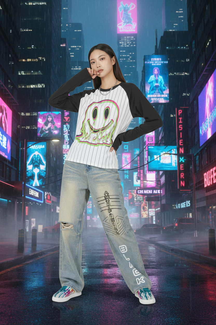 Plastic Smiles Rocco Spire Striped Raglan Long Sleeve T