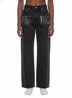 Digitally Enhanced Vintage Wash Straight Leg Jeans