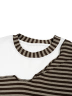 Unisex Striped Panel Sands Of Time Boxy Long Sleeve T