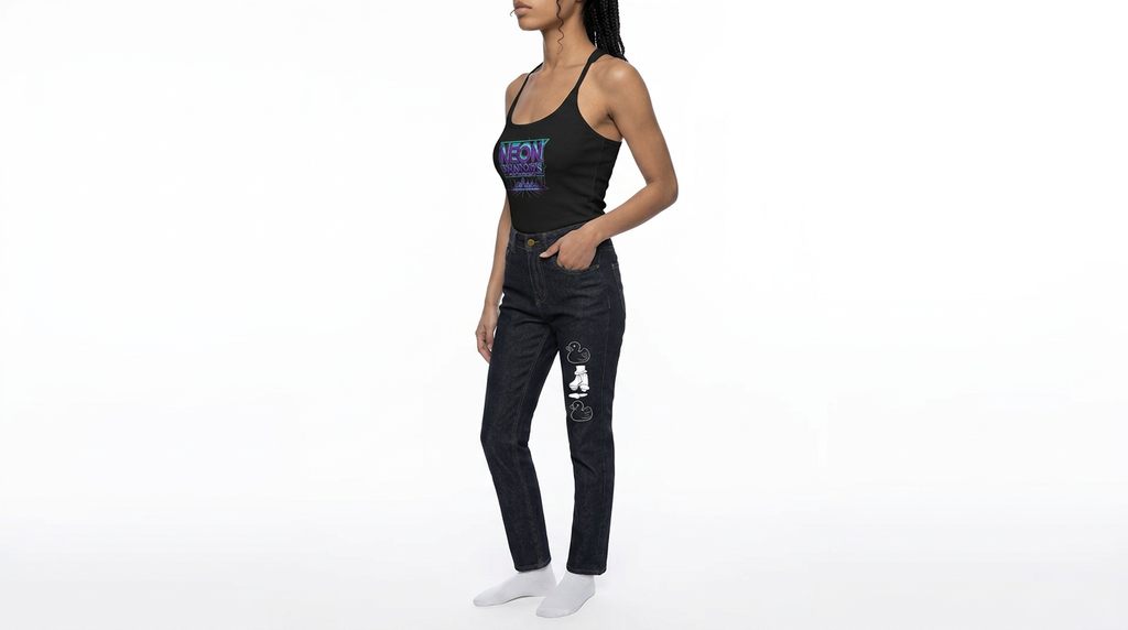 Neon Shadows Slim Fit Ribbed Racerback Tank Top