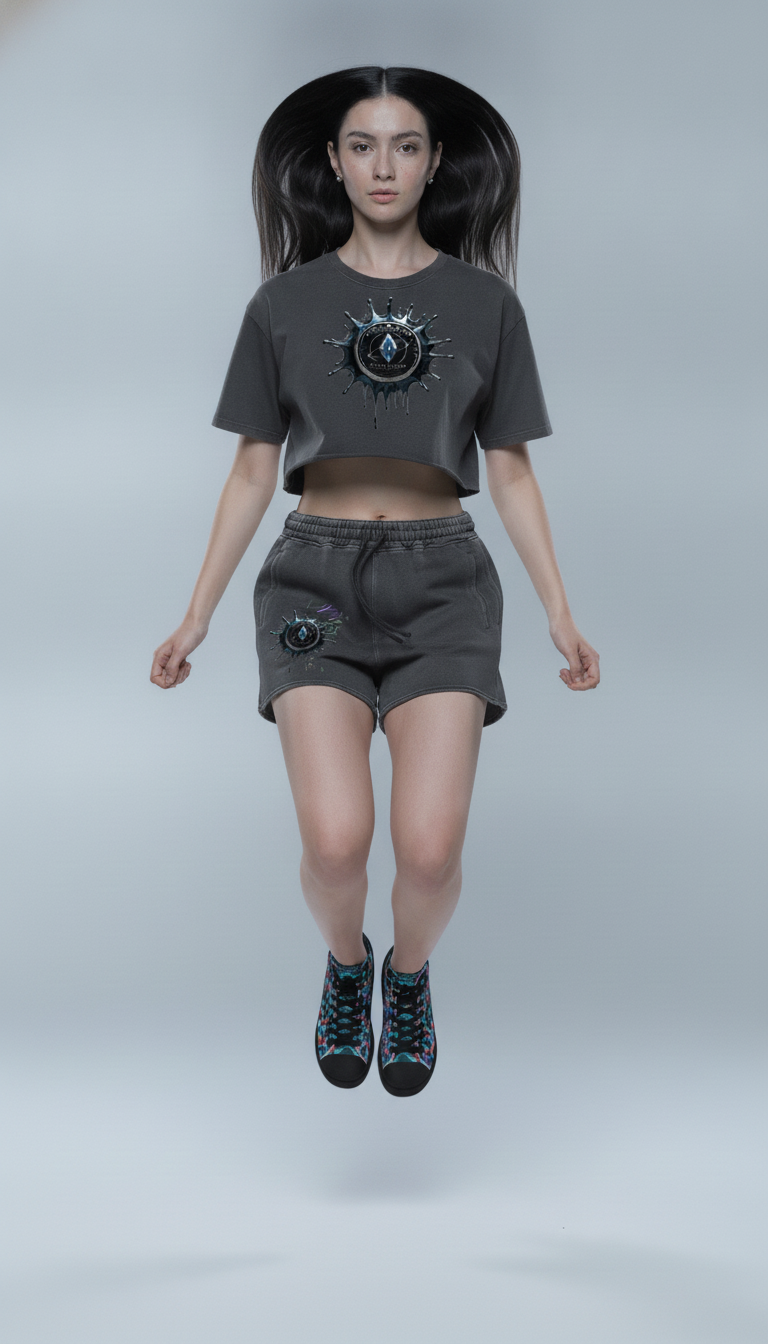 Crop top à bords francs effet délavé