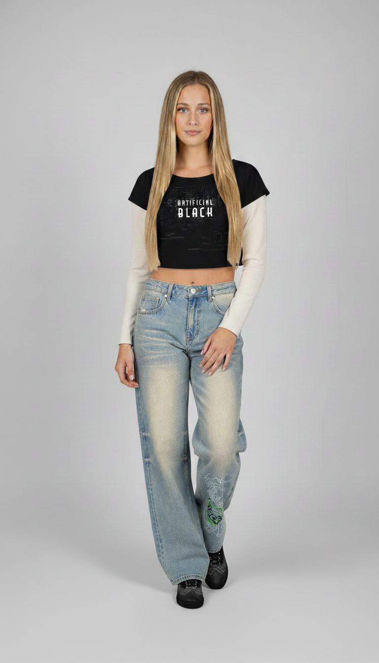 Off-Shoulder Rolled Hem Cotton T-Shirt