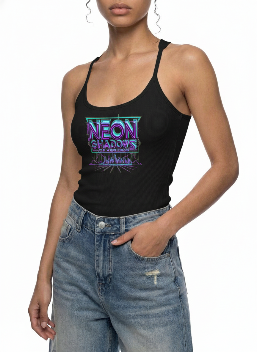 Neon Shadows Slim Fit Ribbed Racerback Tank Top