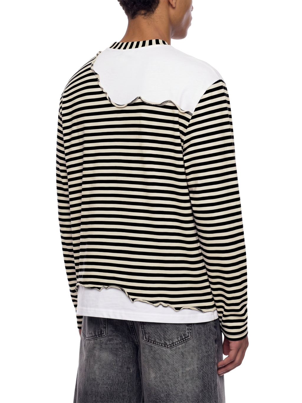 Unisex Striped Panel Sands Of Time Boxy Long Sleeve T