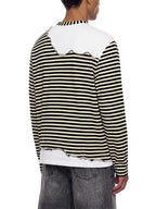 Unisex Striped Panel Sands Of Time Boxy Long Sleeve T