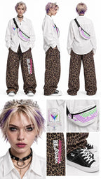 Unisex Leopard Barrel Leg Sweatpants