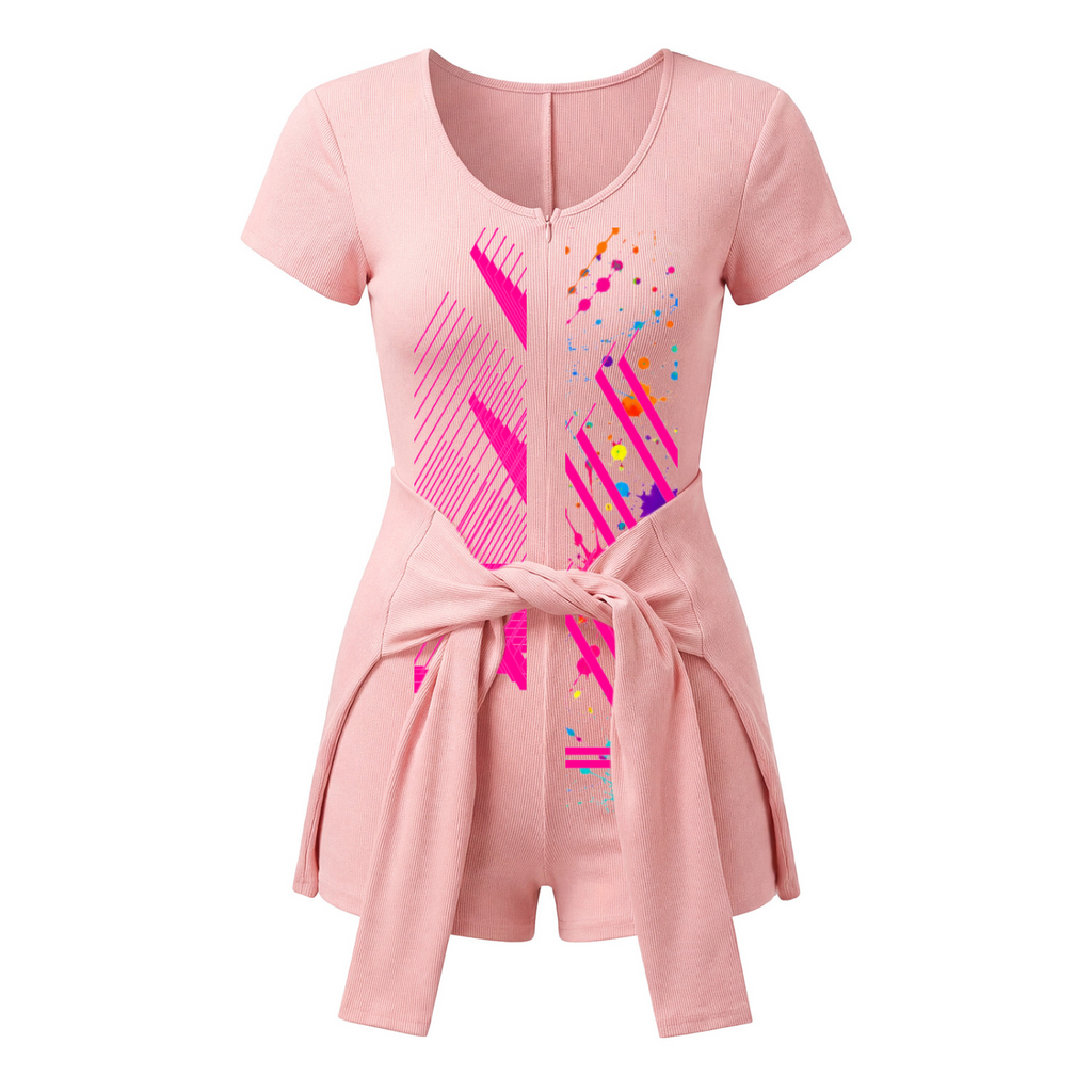 Women's Dual-Function Cape Tie-Waist Romper