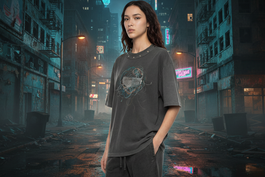Unisex Washed Boxy Studded T-Shirt