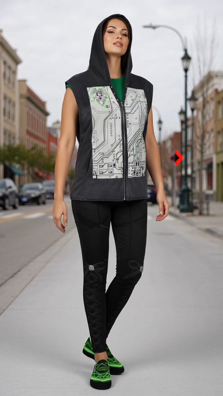 Digital Diamonds Hooded Vest
